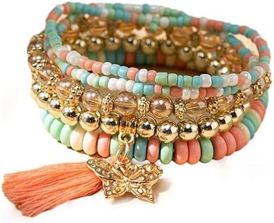Multi-layer wear bracelet boho Bracelet Rice beaded beaded bracelet set Fringe bracelet Valentine's Day bracelet