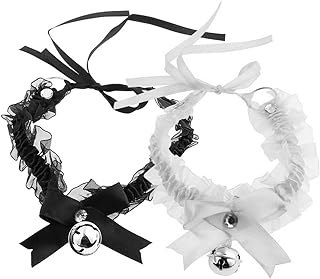 2-Piece Punk Lace Cow Bell Pendant Choker Set for Women - Zinc Alloy, Chain Type, Black & White Gothic Accessories