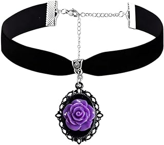 Black Flower Choker for Girls Red Purple Gothic Rose Necklace Vintage Velvet Ribbon Choker Collar Necklace for Women Trendy Cosplay Jewelry Gifts
