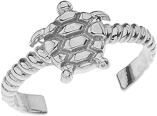 Fine Sea Turtle Rope Toe Ring in Solid Sterling Silver