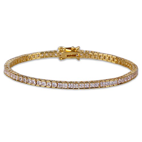 1 Row AAA All Iced Out Tennis Bling 4-6mm Square Cut Lab Simulated Diamond Bracelet 8" 7''