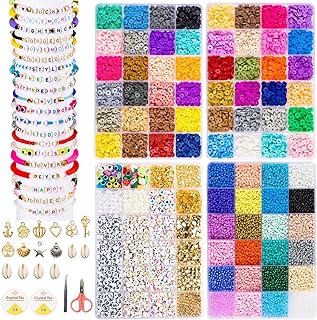 Friendship Bracelet Kit 4 Boxes-13078 Pcs 72 Colors Bracelet Kits with Clay Beads, 7200 Pcs Glass Seed Beads and 3 Styles Letter Beads with Charms for Bracelet Making DIY Craft Gift
