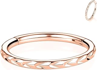 FUNLMO 316L Surgical Steel Hinged Nose Rings Hoop 20G 18G 16G 14G 12G 10G 8G 6G 4G 2G 0G 00G Piercing Ring for Nose Septum Cartilage Helix Tragus Conch Rook Daith Lobe 5mm to 16mm 1Pc