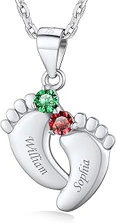 Custom4U Collier Personnalisé en Argent 925, Gravez 1 à 5 Prénoms et Pierres de Naissance, Taille Réglable 45+5 cm, Idéal pour Maman et Enfants - Cadeau Unique pour Toutes Occasions
