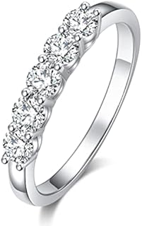 Dazzling 0.5ct Five-Stone Moissanite Engagement Ring in 925 Sterling Silver, One-Size D Color VVS Diamond Ring with Authenticity Certificate