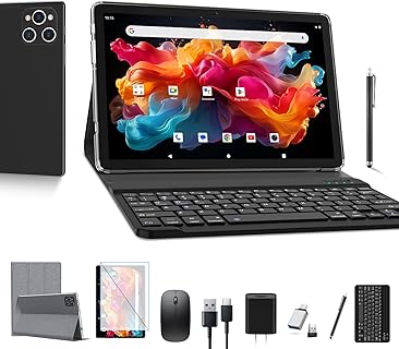 ANTEMPER Tablet mit Tastatur, 10 Zoll Full HD, android 13, 16GB RAM, 128GB ROM erweiterbar auf 1TB, 7000mAh Akku, perfekt für Reisen und Outdoor-Enthusiasten