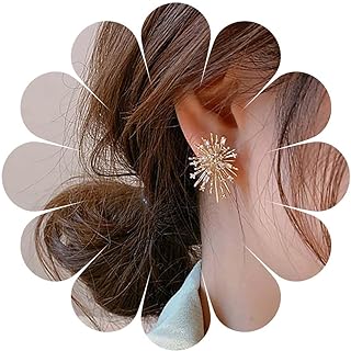 Yheakne Bohemian Crystal Firework Earrings Gold Starburst Stud Earrings Vintage Rhinestone Flower Earrings Sparkly Cz Firework Star Earrings Jewelry for Women and Girls