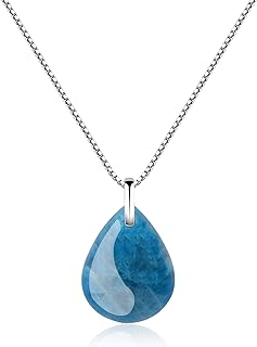 COAI Women's Silver Teardrop Healing Crystal Necklace