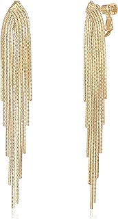 Clip on Earrings Women, Gold Silver Statement Earrings, Dangle Earrings for Women, Tassel Earrings for Women