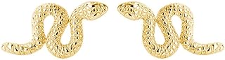 Unisex Cubic Zirconia Snake Stud Earrings in S925 Sterling Silver with Push-back Design