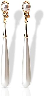 Clip On Pearl Dangle Earrings for Women, Simulated Freshwater Pearl Drop Dangling Jewelry For Teen Girl Gifts