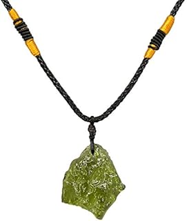 Moldavite Crystal Necklace for Men Women, Handmade Irregular Stone Pendant Crystal Energy Stone