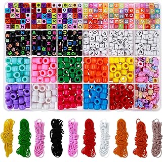 Bead Bracelet Making Kit, Shynek Bead Friendship Bracelets Kit with Pony Beads Letter Beads Charm Beads and Elastic String for Bracelet and Jewelry Making Rainbow Colors