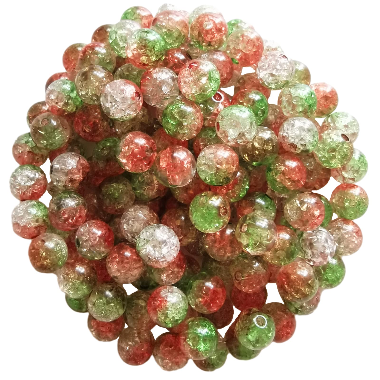 Xeahung 200PCS Acrylic Crystal Glass Bead Christmas Bracelet with Red & Green Round Beads for Jewelry Making & DIY Crafts for Adults