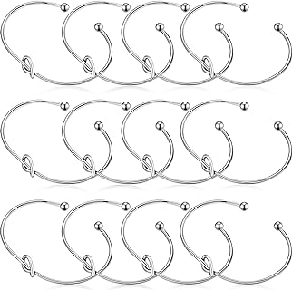 Hicarer 12-Piece Set of Stainless Steel Love Knot Cuff Bangle Bracelets for Women - Timeless Wedding Accessory or Bridesmaid Gifts