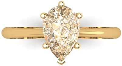 1.5 ct Pear Cut Natural Morganite 14k Yellow Gold Solitaire Wedding Engagement Bridal Promise Ring