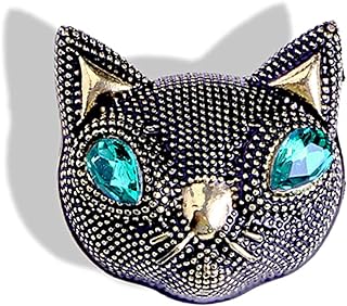 Vintage Small Cat Head Rhinestone Brooch Pin for Women Girl Fashion Cartoon Animal Lapel Pins Dress Accessories Delicacy Birthday Christmas Party Jewelry Gift