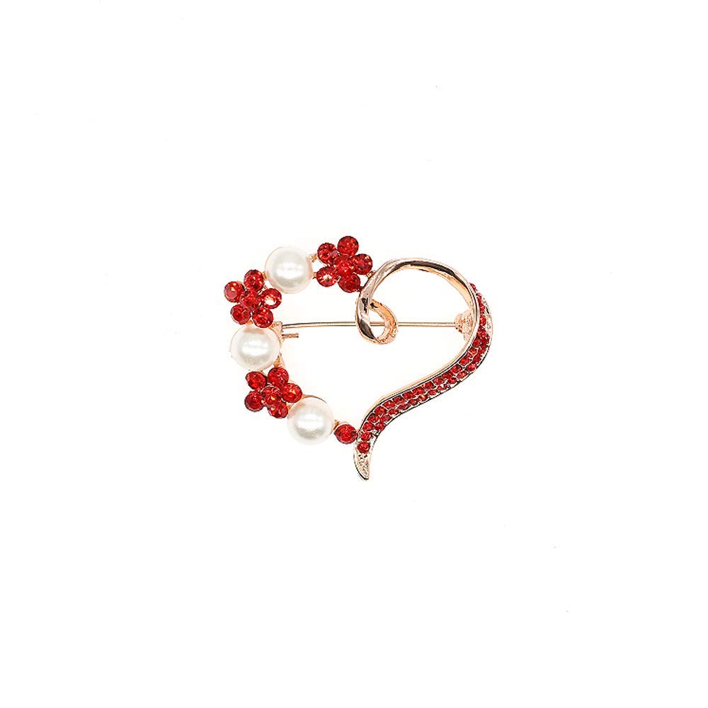 Heart Brooch For Women Cluster Pave Clear Crystal Love Heart Pearl Brooch Pin Wedding Party Clothes Accessories