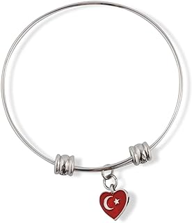 Emerald Park Jewelry Turkey Flag Bracelet | Turkish Flag Fancy Charm Bangle