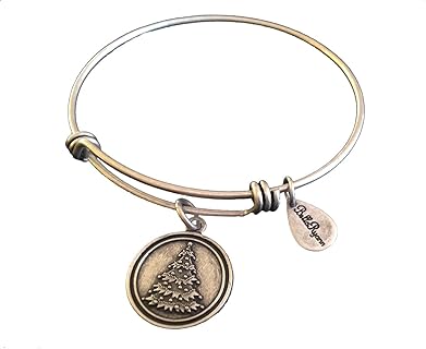 Christmas Tree Silver Charm Bangle: Chic & Versatile Silver-Plated-Brass Accessory for Holidays and Everyday Wear
