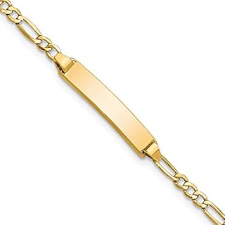 14K White Gold Figaro Name Bar Identification ID Bracelet