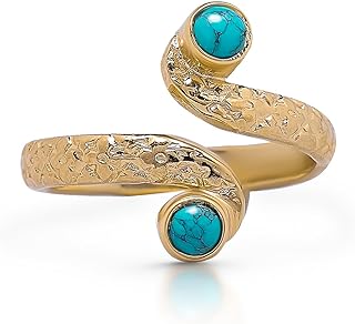Koral Jewelry 14K Gold Plated Synthetic Turquoise Adjustable Multistone Midi Knuckle/Toe Ring