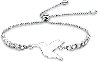 Lobster Claw Clasp Hummingbird Charm Bracelet, Stainless Steel Box Chain, Gifts for Women and Girls, Bird Lovers Jewelry