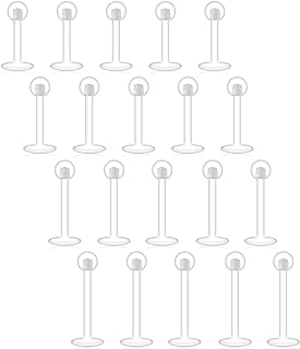 D.Bella Clear Cartilage Earring-16pcs 16G Clear Acrylic Bioflex Tragus Retainer Lip Rings Nose Studs Labret Ear Helix Earring Clear 6mm/8mm/10mm/12mm