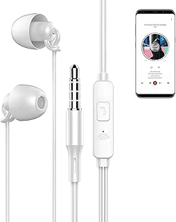 Sinji Kopfhörer mit flexiblem Silikon für seitenschläfer, leicht und integrierte Fernbedienung, ideal zum Schlafen und Entspannen, kompatibel mit Smartphones und Tablets