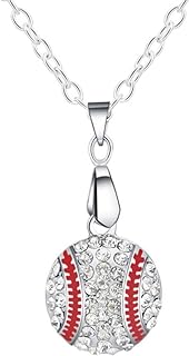 KESYOO Rhinestone Necklace Trendy Necklace Silver Cross Pendant Baseball Chain Necklace Jewelry Necklace Baseball Pendant Ball Necklace Jewelry Gifts Pendant Necklace Accessories Silver