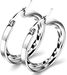 Stainless Steel Two-Tone Twisted Circle Hoop Earrings