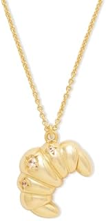 Lobster Clasp 14K Gold Plated Croissant Locket Necklace with Cable Chain and Cubic Zirconia Gems for Fashion-Forward Women