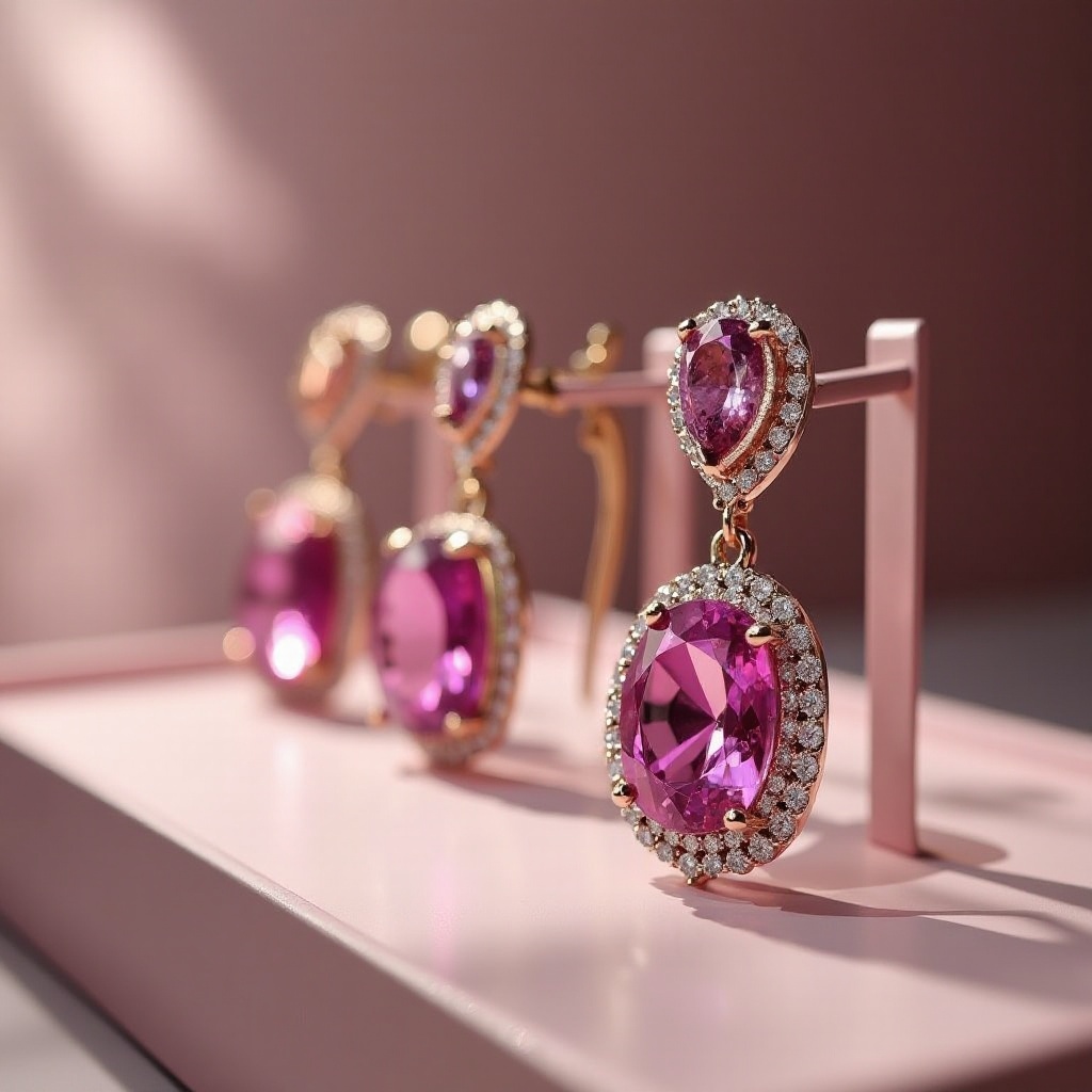 boucles d'oreilles spinelle rose