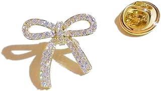 Cubic Zirconia Dainty Bow Brooch with Pin Clasp for Women, Classy Knot Design