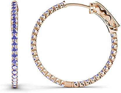 2.70 ctw Tanzanite Inside-Out Hoop Earrings with Hidden-Snap-Posts in 14K Rose Gold for Women, Hoop Design