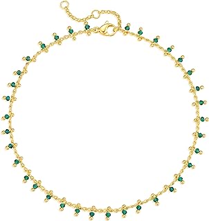 Dremmy Studios Women Anklet 14K Gold Plated Dainty Beads Daisy Heart Cross Anchor Pendant Ankle Bracelet Simple Beach Summer Smile Lip Foot Chain Jewelry Gift for Girls Mom