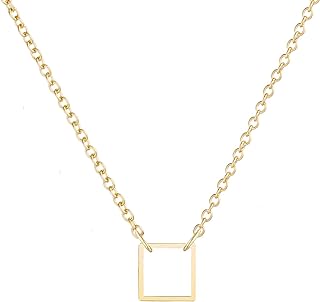 Gold Dainty Geometric Pendant Necklace,Simple Minimalist Triangle,Circle,Square,Bar,Star Necklace,Layering Pendant Necklaces for Women