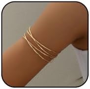 Elegant Gold Upper Arm Wave Cuff Bracelet, Minimalist Layered Design Jewelry for Women/Girls, Adjustable Armlet Bangle