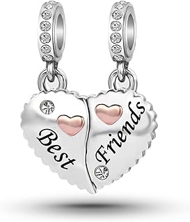NARTGO Puzzle Heart Best Friend Friendship Charm Compatible With Pandora Charms Bracelets