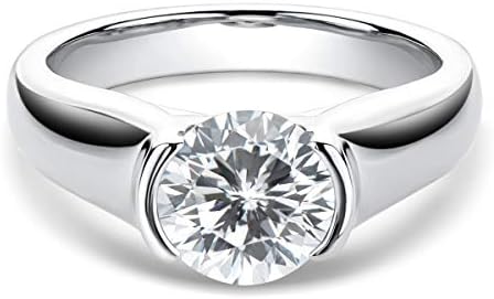 WOAINI Moissanite Rings, 2 Carat Round Cut Moissanite Platinum Plated Sterling Silver Engagement Wedding Ring for Women, Promise Ring for Her, Mother Day