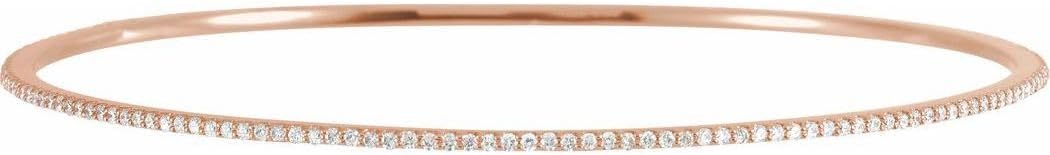 1 Carat Round Lab-Grown Diamond Bangle Bracelet in 14k Rose Gold with Secure Clasp, 8 Inch - Elegant Jewelry Gift for Women