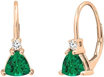 Dazzlingrock Collection Trillion concave Shaped Lab Created Blue Sapphire & Natural Round White Diamond Ladies Vintage Style Hoop Earrings | Available in 10K/14K/18K Gold & 925 Sterling Silver