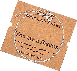 JoycuFF Morse Code Bracelets for Women Teen Girls Girls Adjustable Silver Anklets for Women Unique Beach Jewelry Gifts for Her