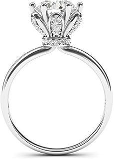 THELANDA Sterling Silver Romantic Flower Style 6-Prong Set 2.0 CT Simulated Diamond or Moissante Engagement Ring