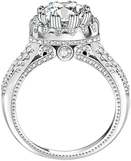 ABSOLUTE 2 Carat Moissanite Rings for Womens Engagement Rings Round Cut Solitaire Rings 925 Sterling Silver Rings Sunflower Cut Ring for Mom/Mother on Mother's Day