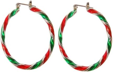 Christmas Hoop Earrings for Women Teen Girls Dainty Wreath Twist Dangle Earrings Red Green Colorful Huggie Christmas Earring Gifts Party Holiday Gifts New Year Best Friend Daughter