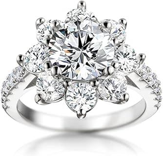 ABSOLUTE 2 Carat Moissanite Rings for Womens Engagement Rings Gift For Her 925 Sterling Silver Rings And Anniversary With Certificate Sunflower Mossinate Rings for Women