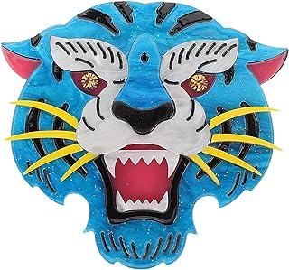 VALICLUD Tiger Brooch Pin,Vintage Punk Animal Tiger Head Corsage Brooch Pin Crystal Badge Lapel Pin Shirt Clip for Men Women Suit Jacket Blouse Coat