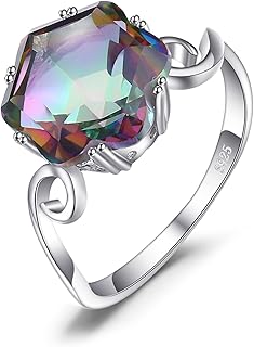 Bague de fiançailles JewelryPalace originale Art Deco en Argent 925, Taille 49, avec Quartz Multicolore Naturel, pour Femme, idéal pour toutes les occasions et cadeaux