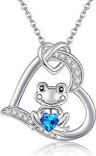 Sterling Silver Frog Pendant Necklace with Cubic Zirconia and Cable Chain, Elegant Jewelry Gift for Women and Girls